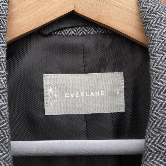 Everlane The Oversized Blazer in Wool Grey Herringbone Size 8 - Picture 4 of 6